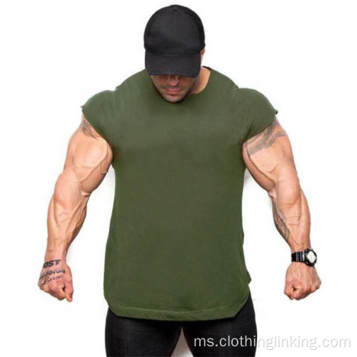 Workout Muscle Slim cotton T-shirt Fit untuk Lelaki